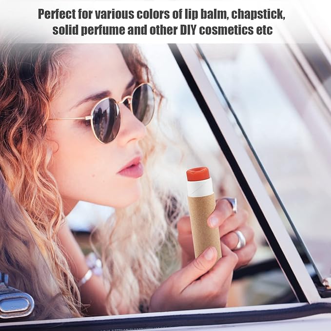 10 Pcs 25g Paperboard Lip Balm Tubes Refillable Krafts Paper Lipstick Tube Round Cardboard Empty Lip Gloss Container Holder Tubes for DIY Chapstick Salve Cosmetic Lotion Solid Perfume - Brown-FemmiqueWomen