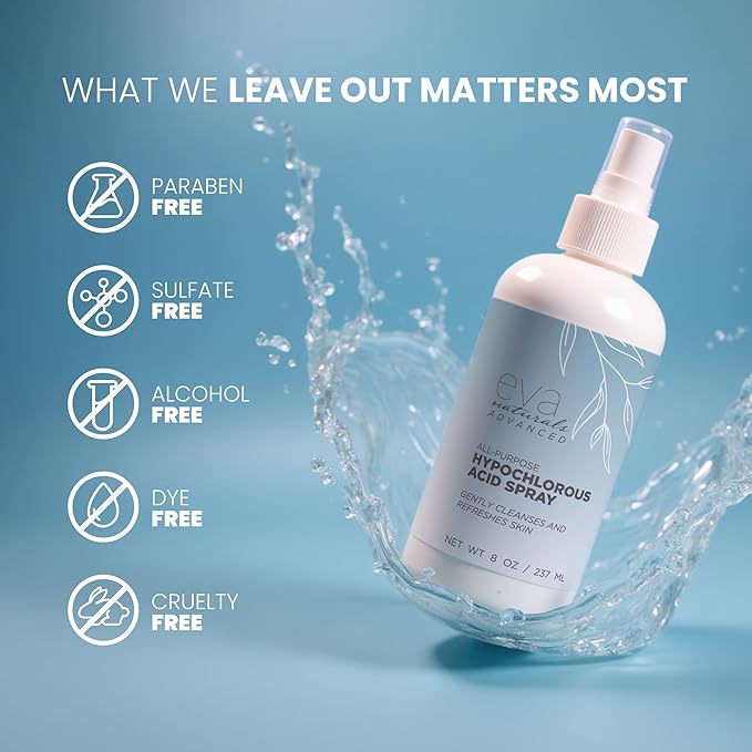 Hypochlorous Acid Spray for Face, Skin, and Body – 0.018% HOCl Facial Mist Toner, Hydrating Cleanser for Acne, Eczema, Rosacea, Eyelids, Pets, Workout, Baby, Back, Redness, Sensitive Care Spray-FemmiqueWomen