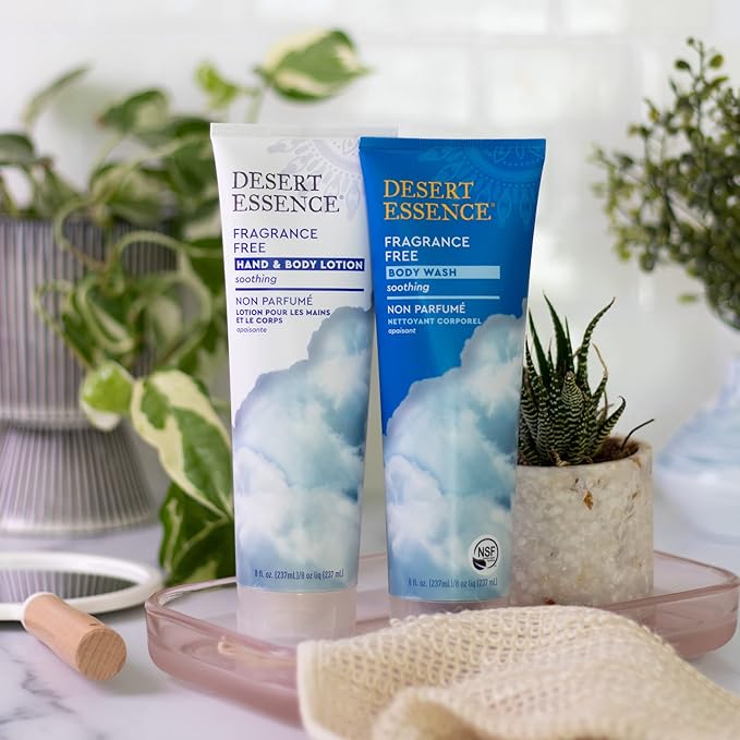 Desert Essence Fragrance Free Hand & Body Lotion - 8 Fl Ounce - Soothing - Aloe Vera - Shea Butter - Green Tea - Coconut Oil - Jojoba Oil-FemmiqueWomen