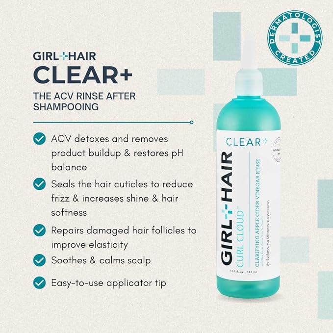 G+H CLEAR+ Apple Cider Vinegar Rinse | Clarifying Formula to Remove Buildup, Prevent Dandruff & Itchiness | For Healthy, Shiny & Soft Hair | Sulfate & Paraben-Free | 10.1 Fl Oz-FemmiqueWomen