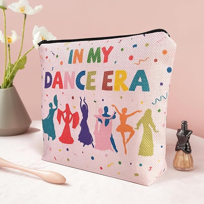 My Dance Era Canvas Zipper Cosmetic Bag, Small Makeup Bag for Women, Friends, Daughter, Sister for Dancers, Dancer Birthday Gifts for Girls (Pink)-FemmiqueWomen