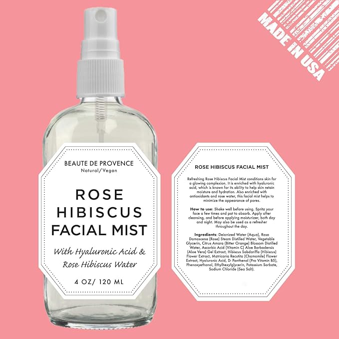 Rose Water Spray for Face & Body Refreshment with Moisturizing Hyaluronic Acid and Hibiscus water | Instant Hydration, Cooling, Calming & Conditioning (8 FL OZ)-FemmiqueWomen