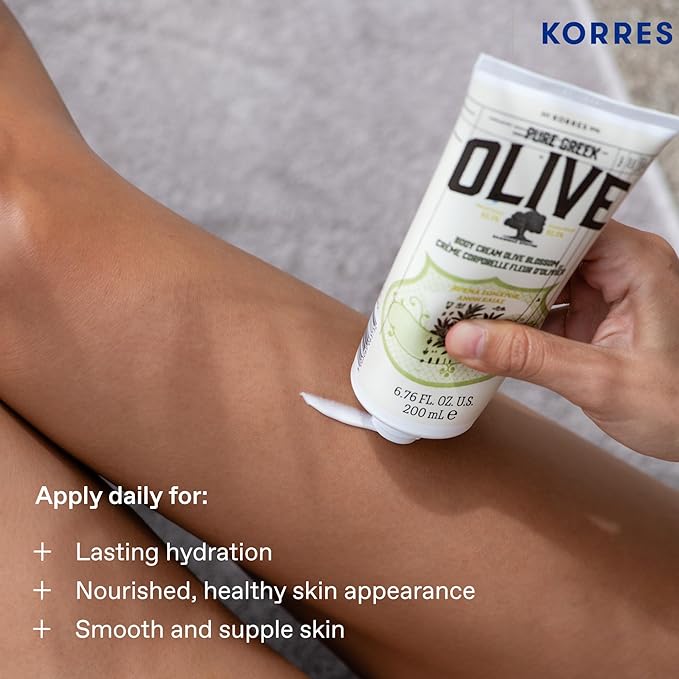 KORRES Olive Body Lotion for Dry Skin Moisturizer Cream with Vitamin E, Aloe and Pure Greek Olive Oil for Body Care, Hydrating & Nourishing for Smooth, Supple Skin,-FemmiqueWomen