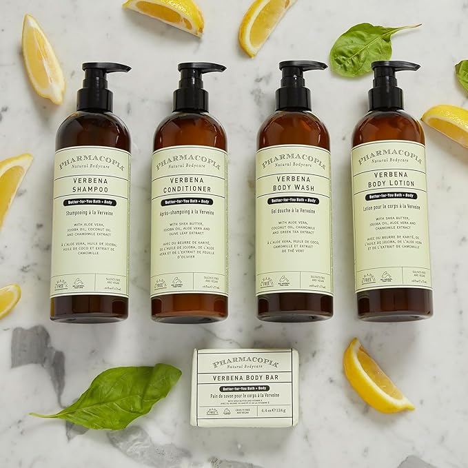 Pharmacopia Verbena Shampoo - Natural Hair Care with Plant Based & Organic Ingredients Aloe Vera, Jojoba Oil, Coconut Oil, and Chamomile Extract - Vegan, Cruelty Free, No Parabens or Sulfates, 16 oz-FemmiqueWomen