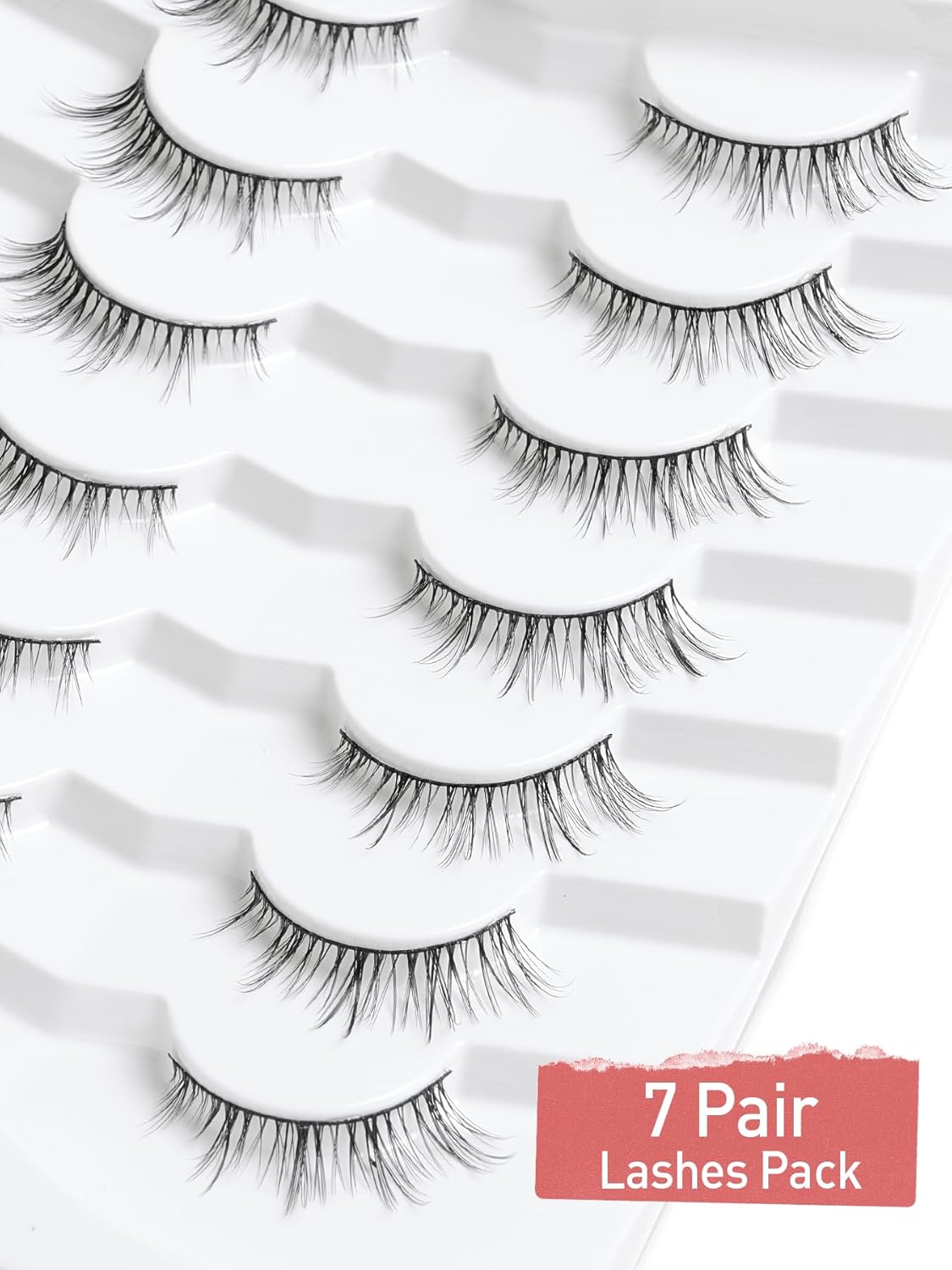 Natural Eyelashes 10MM Short Lashes Cat Eye Lashes Wispy False Eyelashes Manga Lashes Soft Strip Lashes 3D Volume Lashes Fake Eyelashes 7 Pair Siligli-FemmiqueWomen