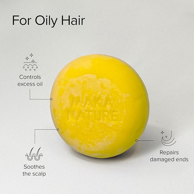 Maka Nature Low-Carbon Shampoo Bar | Korean K-Beauty Haircare with Natural Ingredients for Scalp & Hair Types | Vegan, Eco-Friendly, pH balanced, 3.35oz (Lemon)-FemmiqueWomen