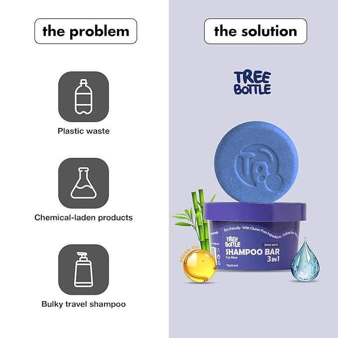 Tree Bottle Argan Oil + Bamboo Extract 3-in-1 Shampoo Bar for Men - For Hair, Beard & Body - Deep Clean, Nourishing & Frizz Control - Natural, Paraben & Sulfate-Free - Made in USA - 4.5oz-FemmiqueWomen