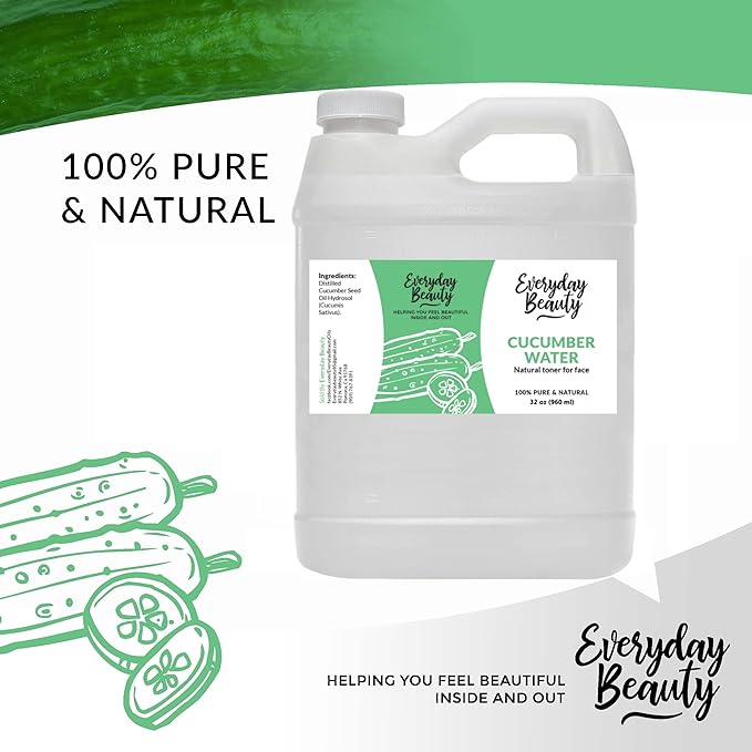 Cucumber Hydrosol Bulk - 32 oz All Natural Hydrating Spray Mist for Face and Hair - 100% All Natural Cucumber Water-FemmiqueWomen