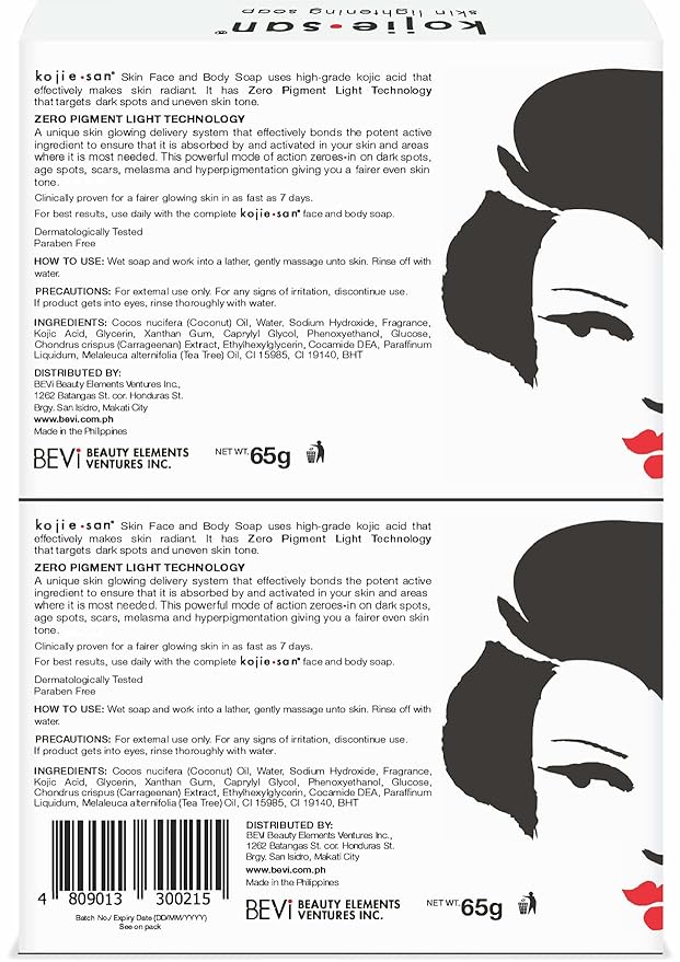 Kojie San Skin and Body Soap 2 Piece Set – Original Kojic Acid, Dark Spot Remover Soap Bar with Coconut & Tea Tree Oil – 65g x 2 Bars & 30g Face Cream-FemmiqueWomen