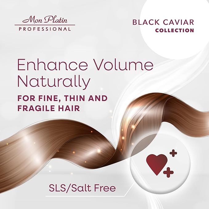 Mon Platin Professional Black Caviar Volumizer Hair Shampoo - For Fine, Thin, Fragile Hair - Enriched with Black Caviar, Hair Shampoo for Damaged hair, Volume Shampoo, SLS/Salt Free 500ML-FemmiqueWomen