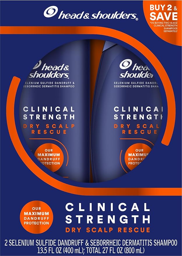 Head & Shoulders Clinical Dandruff Defense + Dry Scalp Rescue Shampoo 13.5 oz Twin Pack-FemmiqueWomen