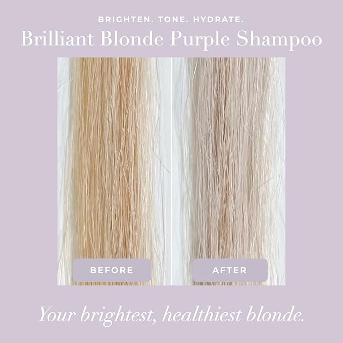 Goldie Locks Brilliant Blonde Purple Shampoo for Blonde, Lightened, Grey Hair, Extensions, Significantly Brightens, Tones, Eliminates Brass, Sulfate-Free, Nourishing, Moisturizing Leave-In, 33.8 Fl Oz-FemmiqueWomen