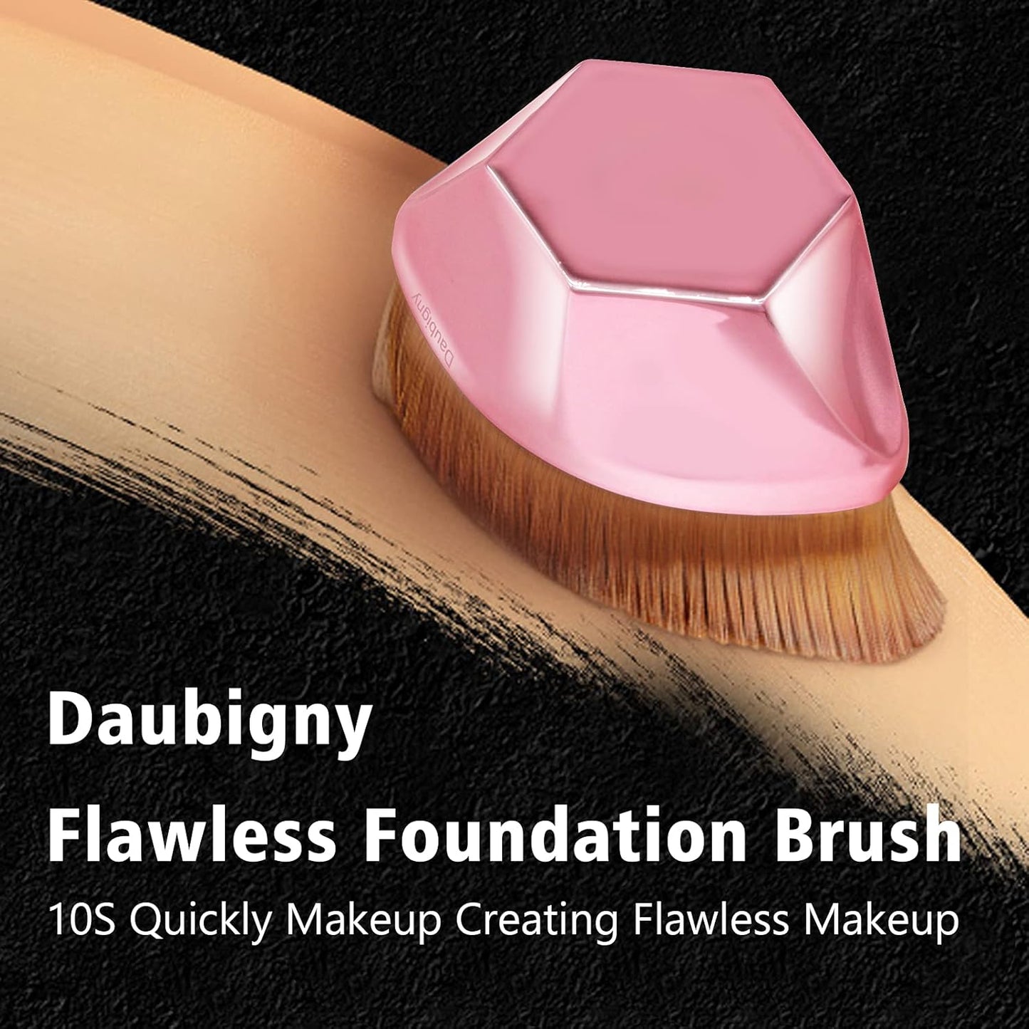 Foundation Brush, Daubigny Perfect Makeup Brush for Face Blush Liquid Powder Foundation Brush for Blending Liquid, Cream or Flawless Powder Cosmetics with Protective Case (Rose Golden)-FemmiqueWomen