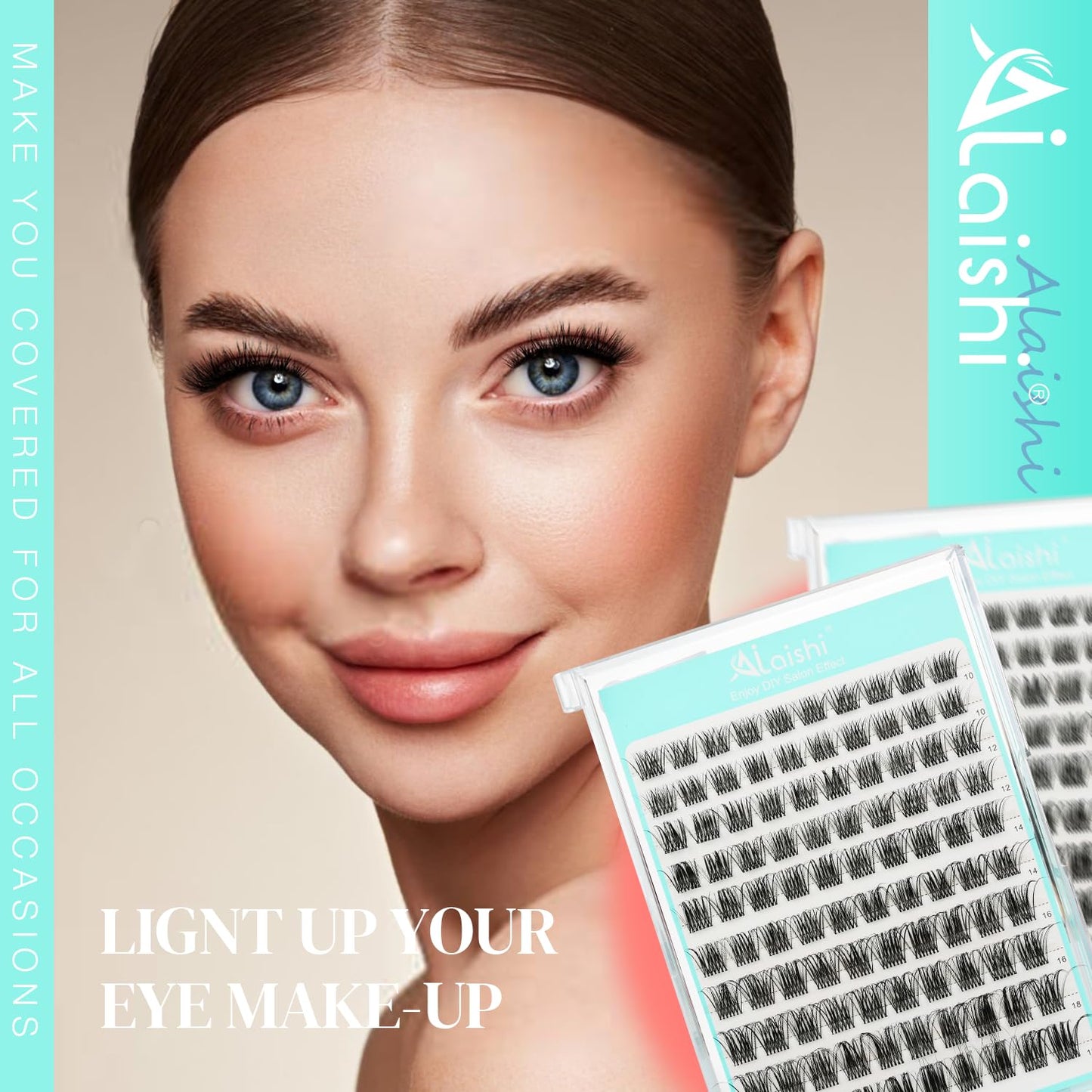 No Glue Needed Lashes, Self Adhesive Eyelashes, DIY Lash Eyelash Extensions Kit 10‑18mm,100pcs Fluffy D Curl Soft Natural Lashes with Tweezers–Fake Cat Eye Wispy Individual Clusters NG2031-1-FemmiqueWomen