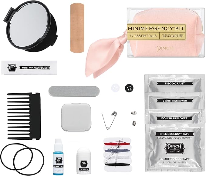 Pinch Provisions Velvet Minimergency Kit, for Her, Includes 17 Must-Have Emergency Essential Items, Compact, Multi-Functional Pouch, Gift for Parties and Birthdays-FemmiqueWomen