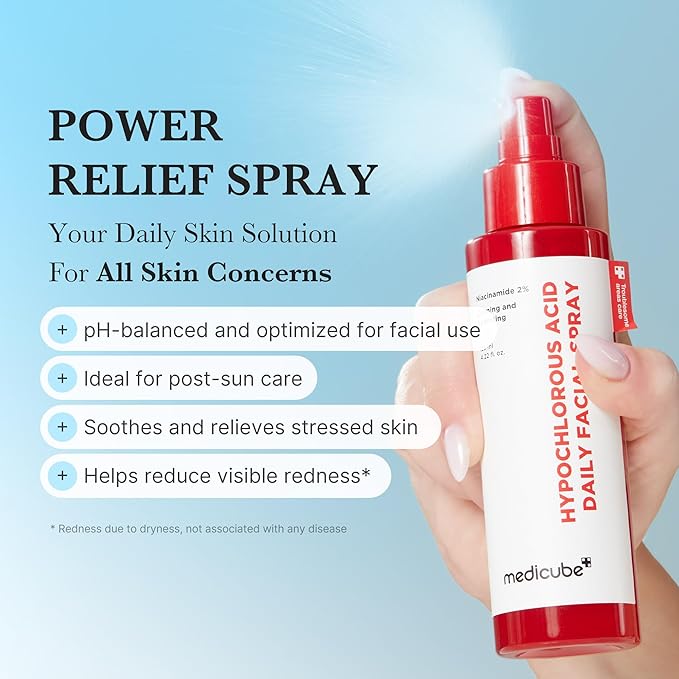 medicube Power Soothing Spray | Hypochlorous Acid Spray For All Skin Types, Delicate Skin | Daily Skin Solution & Post-Sun Care | HOCI Facial Mist for Soothing & Calming | Korean Skincare | 4.22 fl.oz-FemmiqueWomen
