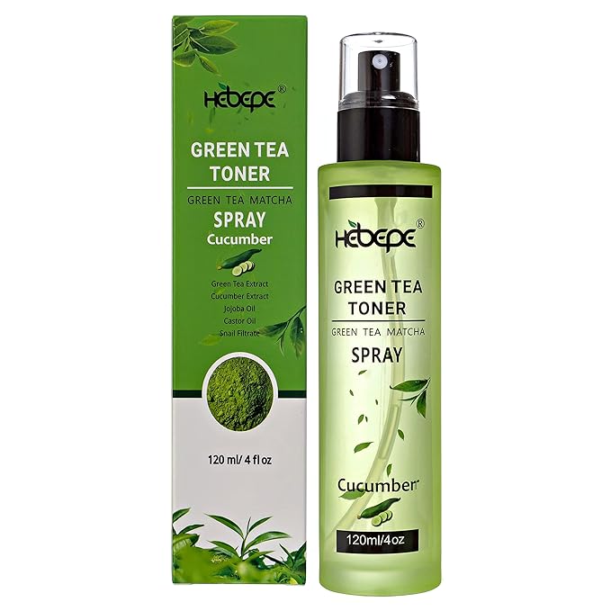 Green Tea Face Mist with Cucumber 4 oz, Matcha Facial Toner Spray Hyaluronic Acid for All Skin, Hydrating Soothing Reduces Redness Cooling After-Sun for Women Men, Alcohol-Free-FemmiqueWomen