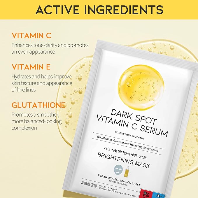 #OOTD Vitamin C Revitalizing Hydrating Sheet Mask (10pcs) - Face Mask Korean Skincare Facial Sheet Masks for Even-Looking Skin Tone & Radiance-FemmiqueWomen