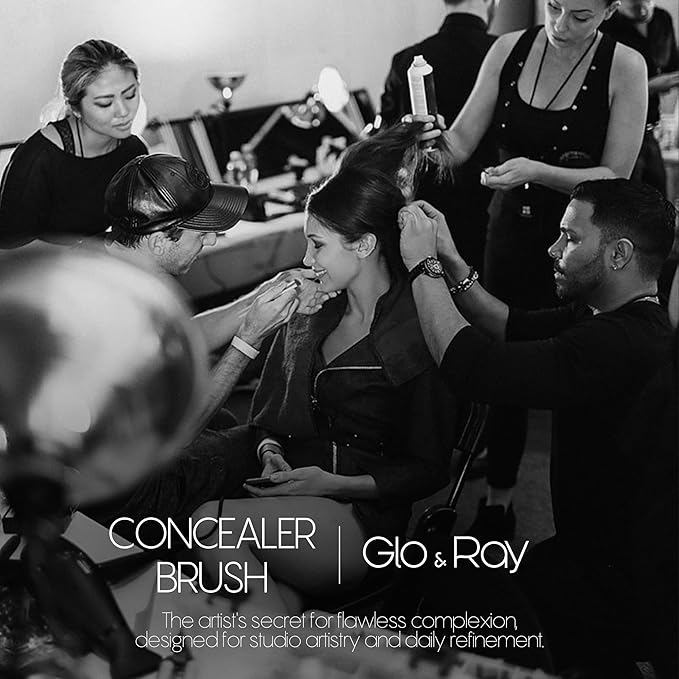 GLO&RAY Angled Concealer Brush with Cap – Flat Top Synthetic Makeup Brush for Under Eye, Spot Coverage, Travel Size Concealer Blending Tool for Liquid & Cream Application (Pink)-FemmiqueWomen