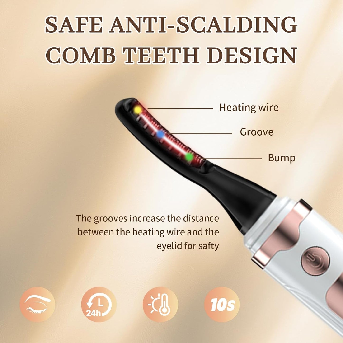 2025 Heated Eyelash Curler-USB Rechargeable Electric Eyelash Curler- Eyelash Curlers Heated 4 Temperature Modes Fast Heat Up Within 5s - 24 Hours Long Lasting- with Led Display for Women Girls (White)-FemmiqueWomen