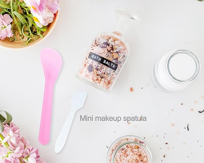 100 Pack 3.2 Inch Cosmetic Spatulas/Small Plastic Spatula for Cosmetics, Creams, Crafts/Makeup Spatula/Multipurpose Mini Applicator for Mixing Cream, Skincare, or Scraping Jars/Random Color-FemmiqueWomen