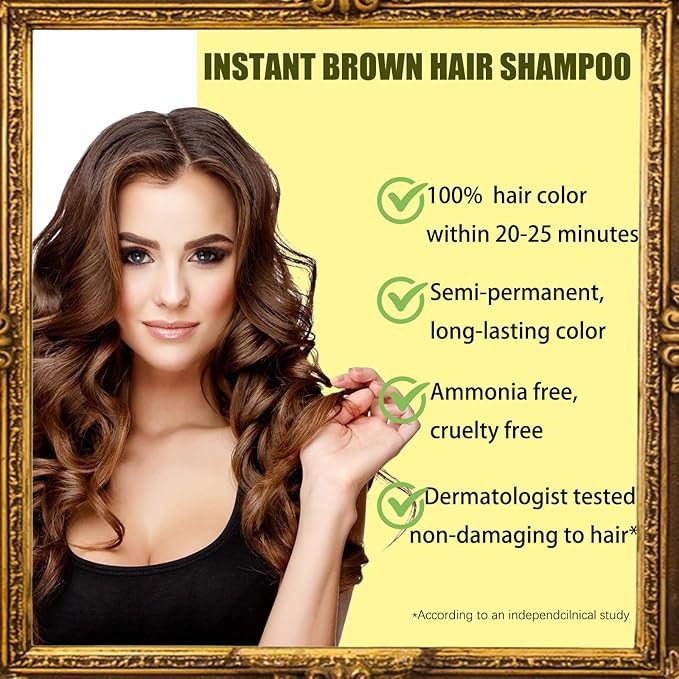 Light Brown Shampoo Para Pintar el Cabello - Instant Hair Dye Shampoo 3 in 1 Refresh Hair Color, Herbal Shampoo Hair Dye for Women Men, Easy to Use & Long Lasting Hair Color Shampoo 16.90 oz-FemmiqueWomen
