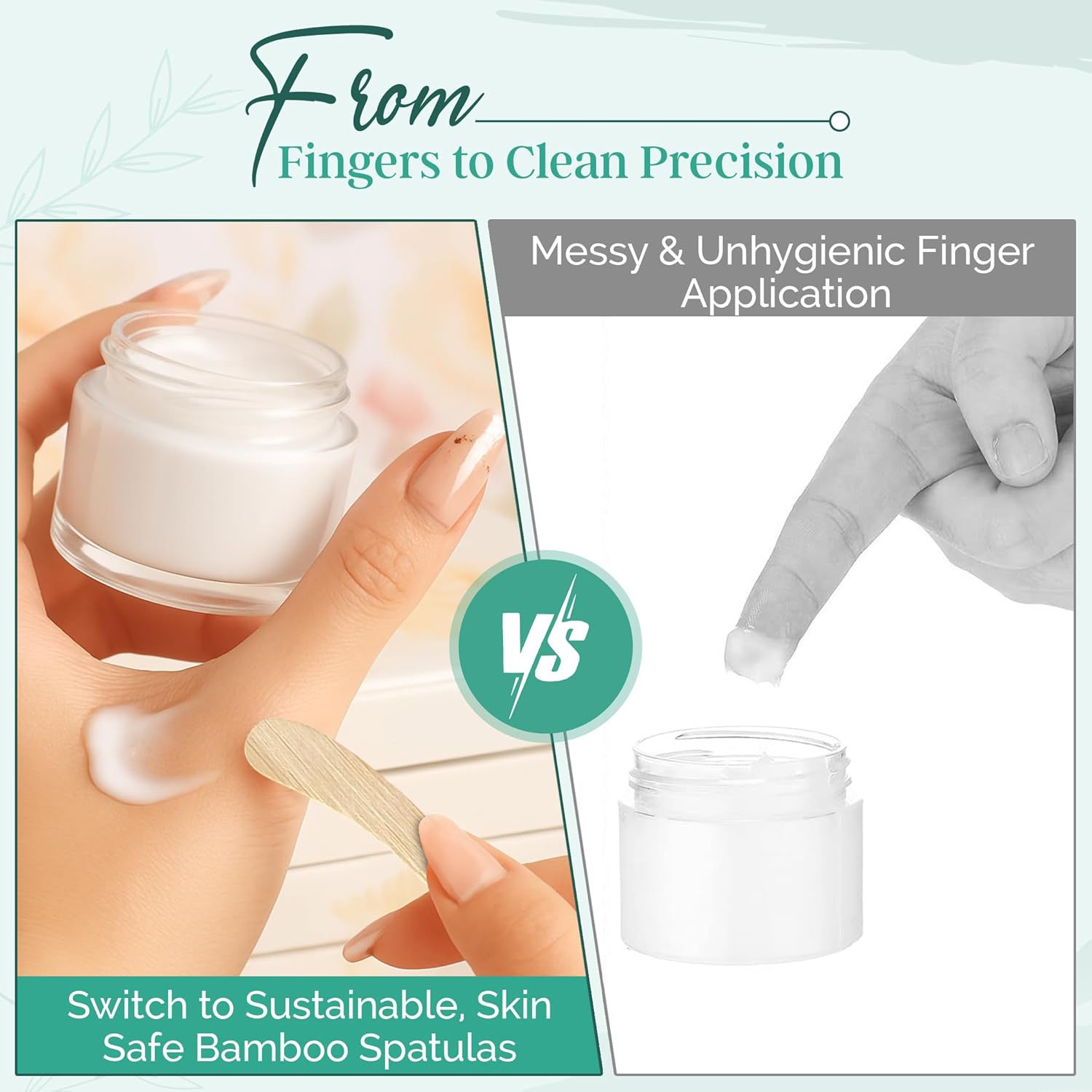 Bamboo 50-pack Cosmetic Facial Makeup Spoon Spatula Mini Makeup Spatula, Biodegradable Compostable Cosmetic Cream Spatulas Spoon, Skincare Scoop Applicator Facial Massage Beauty BPA FREE (Standard)-FemmiqueWomen