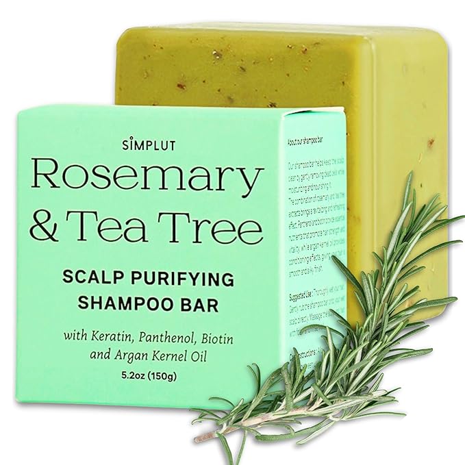 Rosemary & Tea-Tree Scalp Clarifying Shampoo Bar with Keratin, Panthenol, Biotin and Argan-Oil (5.2oz) | Sulfate Free, All Natural, Hair Moisturizing & Nourishing Soap, Deep Cleansing Solid Shampoo-FemmiqueWomen