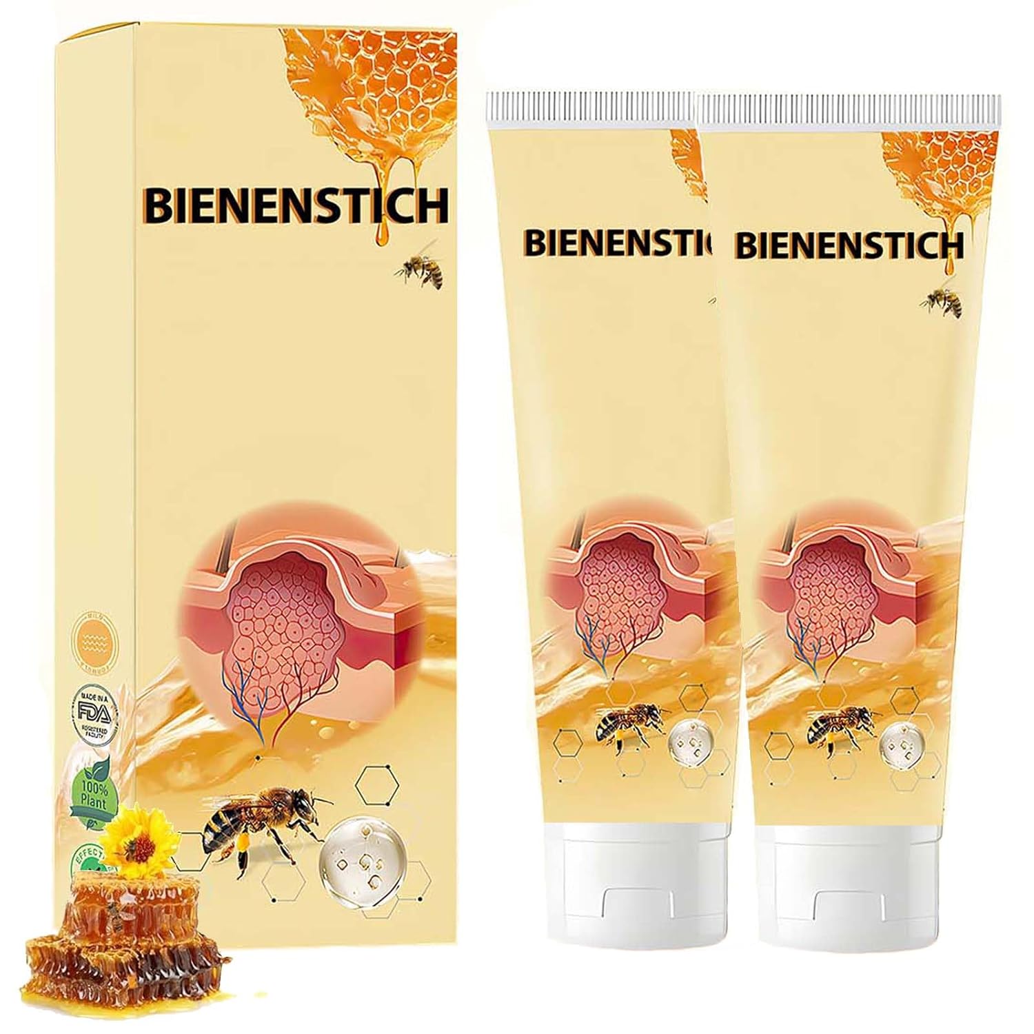 Bee Venom Cream, Professional Bee Venom Cream for All Parts of Neck, Waist, Back, Hands, Feet, and Legs(2Pcs)-FemmiqueWomen