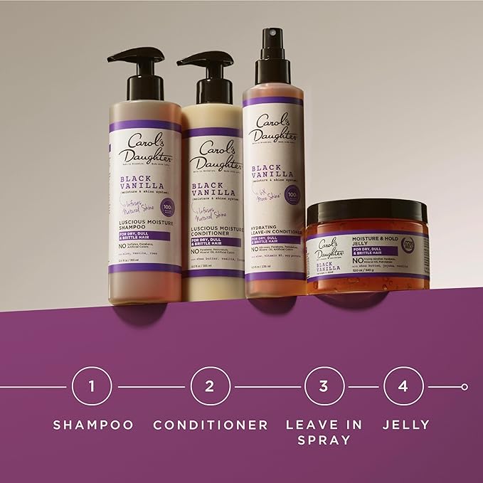 Carol's Daughter Black Vanilla Moisture Sulfate Free Shampoo for Curly, Wavy or Natural Hair, Moisturizing Hair Care for Dry, Damaged Hair, 12 Fl Oz-FemmiqueWomen