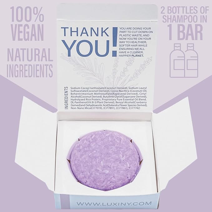 Rosemary Lavender Volumizing Shampoo Bar, Vegan, Sulfate-Free, Made in the USA, with Rice Protein for Fine Hair, Eco-Friendly, Plastic-Free, Up to 60 Washes-FemmiqueWomen
