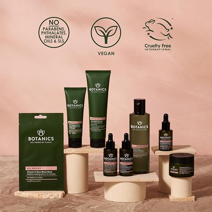 Botanics Glow Toner for Face - Enriched with Hibiscus AHA Exfoliant & Soap Bark - Non-Drying - Vegan and Cruelty-Free Face Toner for Women & Men (8.4 Fl Oz)-FemmiqueWomen