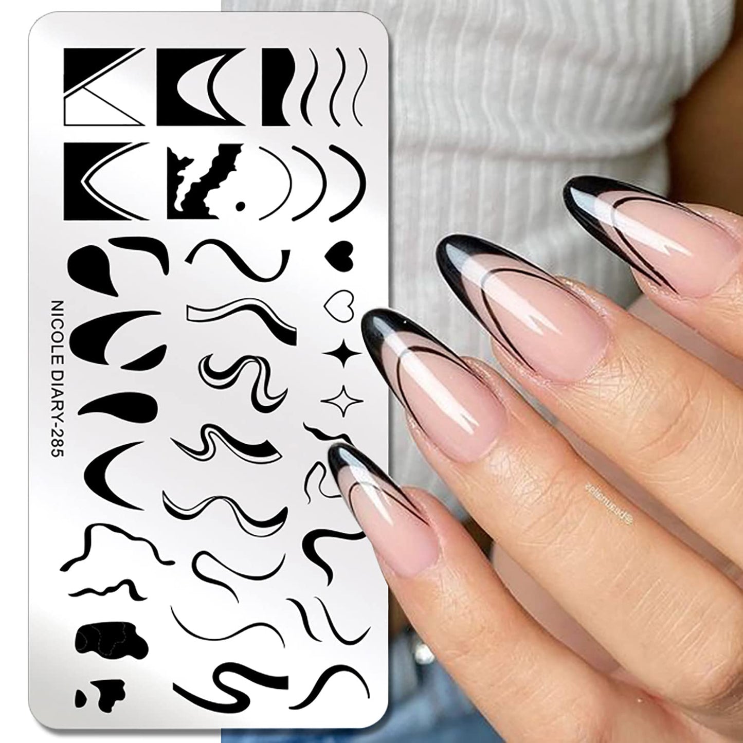 1 Pcs French Nail Stamping Plates Wavy Striped Tip Nail Stamp Template Heart Nail Design Stencil-FemmiqueWomen