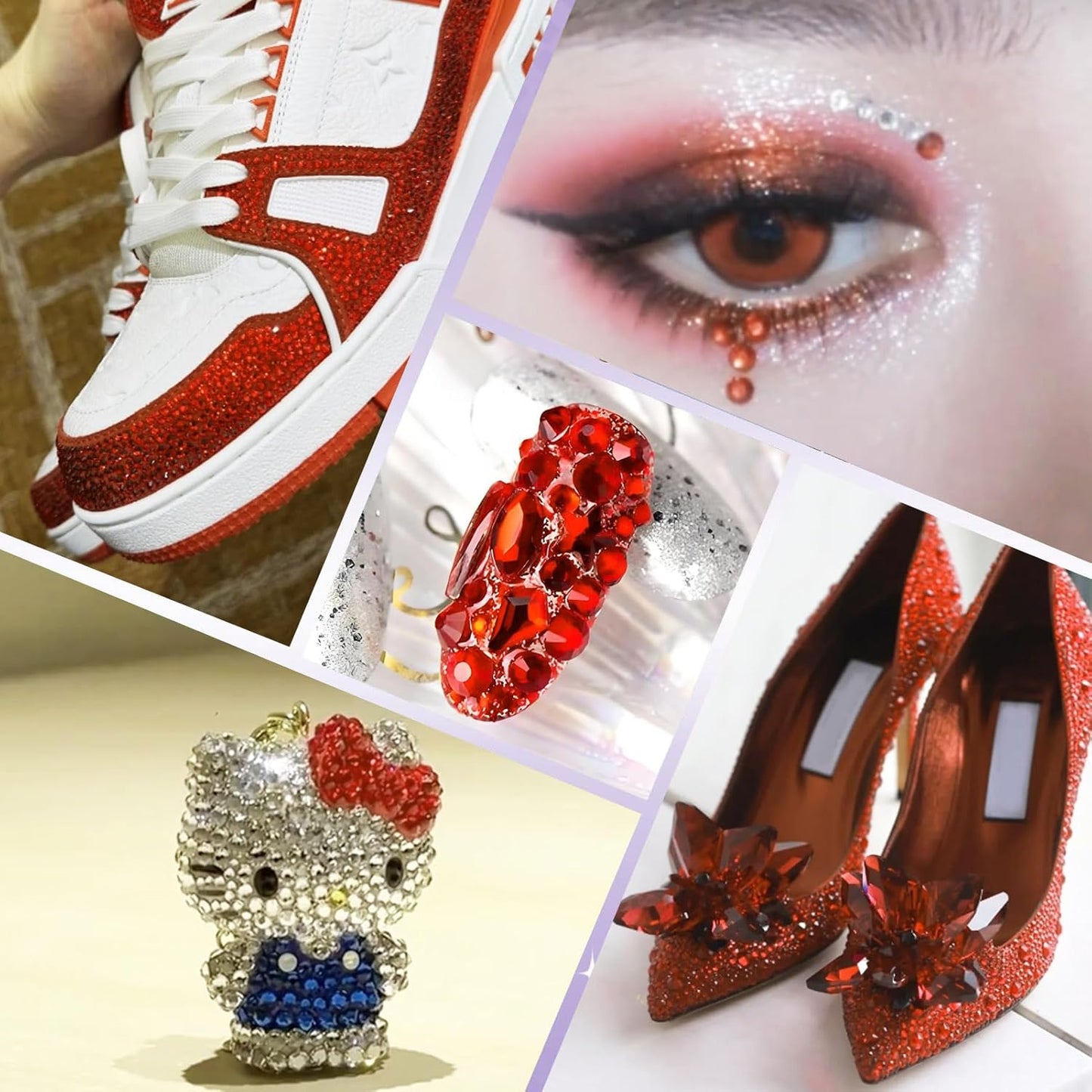 3000PCS SS8 Flatback Rhinestones | 12-Facet Diamond-Cut Glass Gems for Nail Art, Clothing, DIY Crafts |Glue-On Decoration Stones with Silver Backing(Hyacinth)-FemmiqueWomen