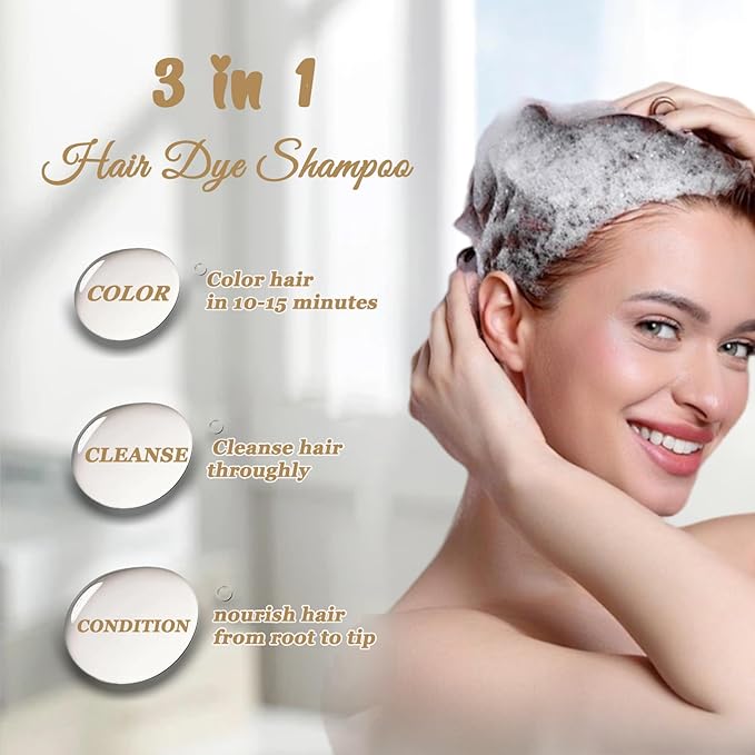 Brown Hair Dye Shampoo, Hair Color Shampoo for Women Men, Colors in Minutes, Champu para Canas, Easy to Use 16.90 Fl Oz-FemmiqueWomen