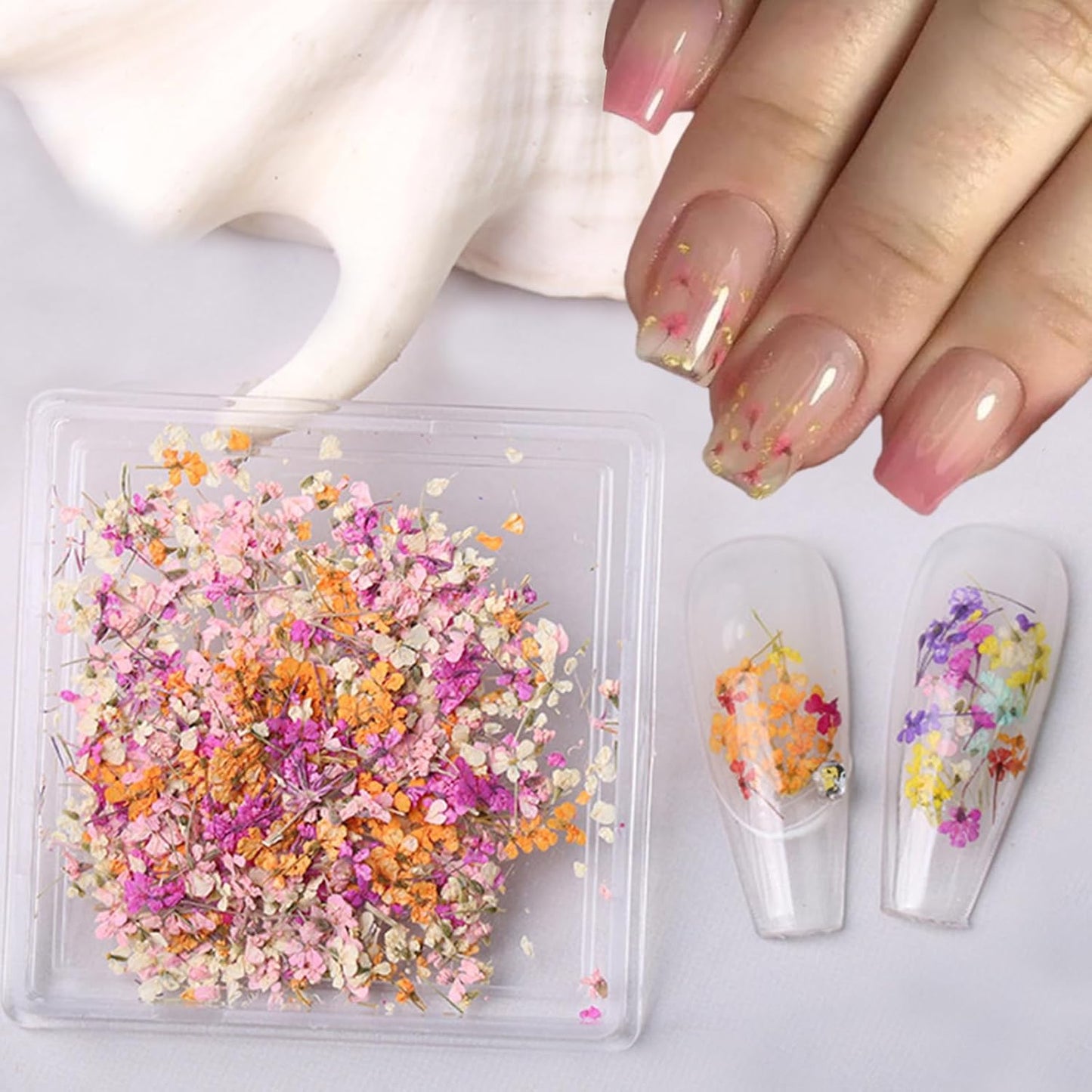1 Boxes Dried Flowers for Nail Art,Colorful Dry Flowers Mini Real Natural Flowers Nail Stickers DIY Mini Mix Flower Petals Nail Art Supplies for Summer Acrylic Nails Design Manicure Accessories-FemmiqueWomen
