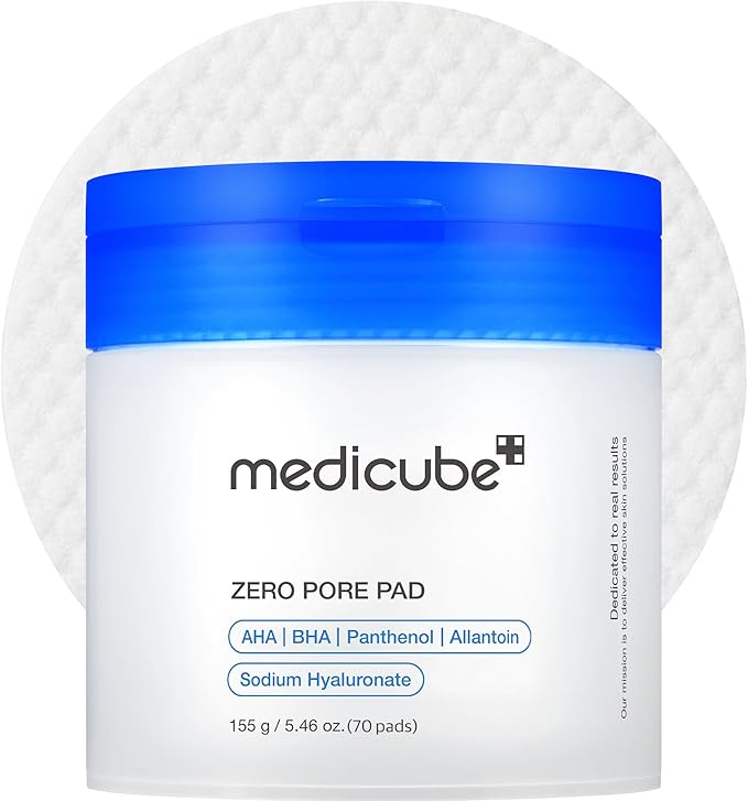 Medicube Zero Pore Pads 2.0, Dual-Textured Facial Toner Pads for Exfoliation and Pore Care with 4.5% AHA Lactic Acid & 0.45% BHA Salicylic Acid, Ideal for All Skin Types, Korean Skin Care (70 units)-FemmiqueWomen