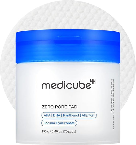 Medicube Zero Pore Pads 2.0, Dual-Textured Facial Toner Pads for Exfoliation and Pore Care with 4.5% AHA Lactic Acid & 0.45% BHA Salicylic Acid, Ideal for All Skin Types, Korean Skin Care (70 units)-FemmiqueWomen
