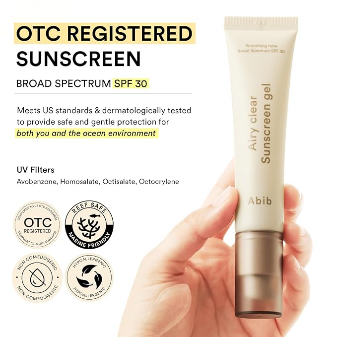 Abib Airy Clear Sunscreen Gel SPF30 1.01 fl.oz / 30 g (Semi- matte) | Korean Suncreen, Suncare, Sunblock, No White cast, Reef Safe, Primer poreless-FemmiqueWomen