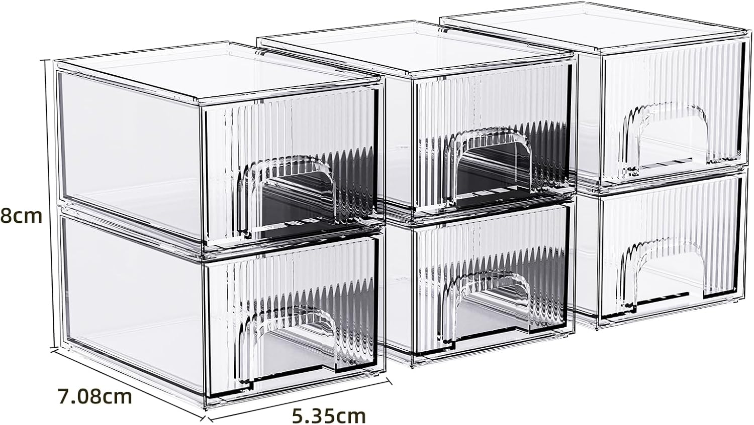 ZHIAI 6 Pack Clear Stackable Storage Drawer, Acrylic Drawer, Cosmetic Organizer, Plastic Organizer for Dresser, Under, Kitchen Cabinet, Pantry, Home Organization and Storage-FemmiqueWomen
