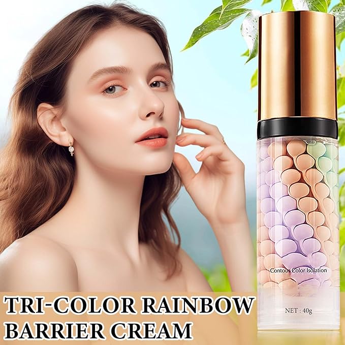 1 Pcs One Step Color Corrector,Natural Isolation Cream,Face Primer Makeup Tricolor Tinted Moisturizer,Oil Control & Moisturizing Skin Tone Correcting and Brightening Primer Concealer Foundation-FemmiqueWomen