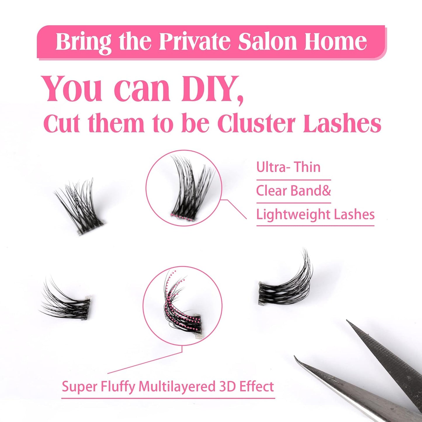 JIMIRE Half Lashes with Clear Band Cat-Eye Lashes Fluffy Wispy Accent False Eyelashes Natural Look Handmade Soft DIY Cluster Lashes Pack 7 Pairs-FemmiqueWomen