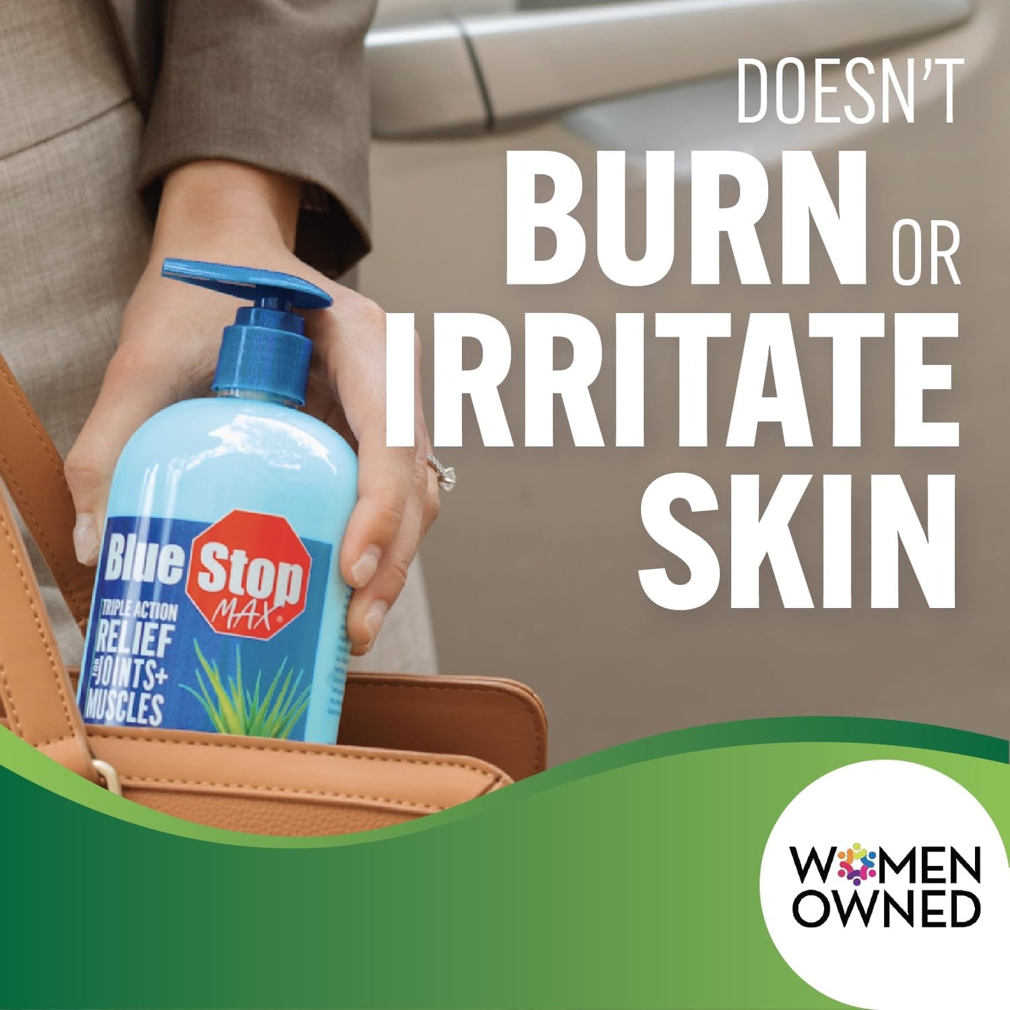 Blue Stop Max Massage Gel for Body Aches, 16 oz Pump Bottle; 3 in 1 Product Relieves Body Aches, Supports Joints and Nourishes The Skin-FemmiqueWomen