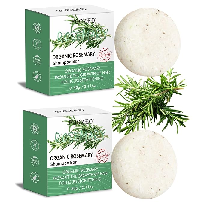 2 Pack Rosemary Hair Shampoo Bar,Deep Cleansing for Scalp Hair Loss Shampoo Soap,Organic Hair Oil Control,Solid Shampoo for Hair Growth, Refreshing and Hydrating Soap for Stocking Stuffers Women Gifts-FemmiqueWomen