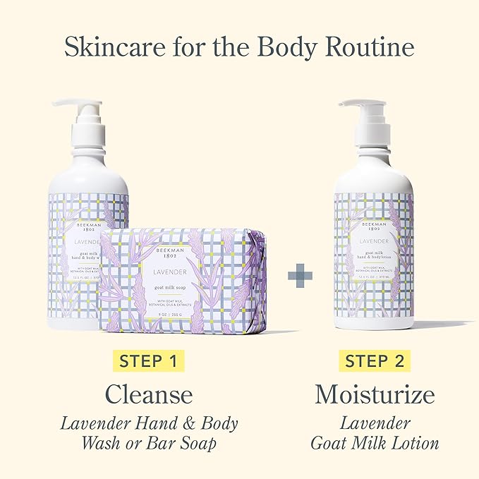 Beekman 1802 Goat Milk Body Lotion, Lavender - Scented - 12.5 oz - Hydrating & Moisturizing with Shea Butter - for Sensitive Skin - Cruelty Free - Packaging May Vary - Pump Included, Ready for Use-FemmiqueWomen