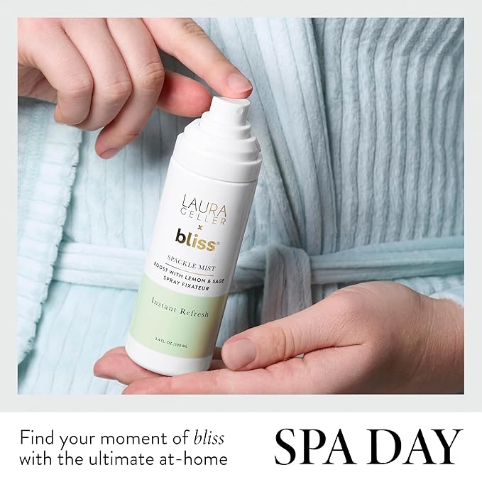 LAURA GELLER NEW YORK x Bliss Spackle Mist Boost with Lemon & Sage - Long-Lasting Dewy Skin Makeup Setting Spray - Brighten and Soothe Dull Skin-FemmiqueWomen