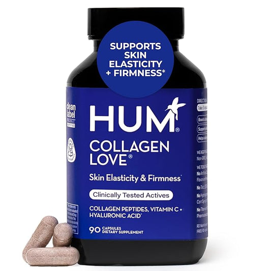 HUM Collagen Love Skin Supplement - Collagen Peptides w/Hyaluronic Acid & Vitamin C, Supports Firm Skin & Helps Minimize Signs of Aging - Supplements for Women and Men (90-Count)-FemmiqueWomen