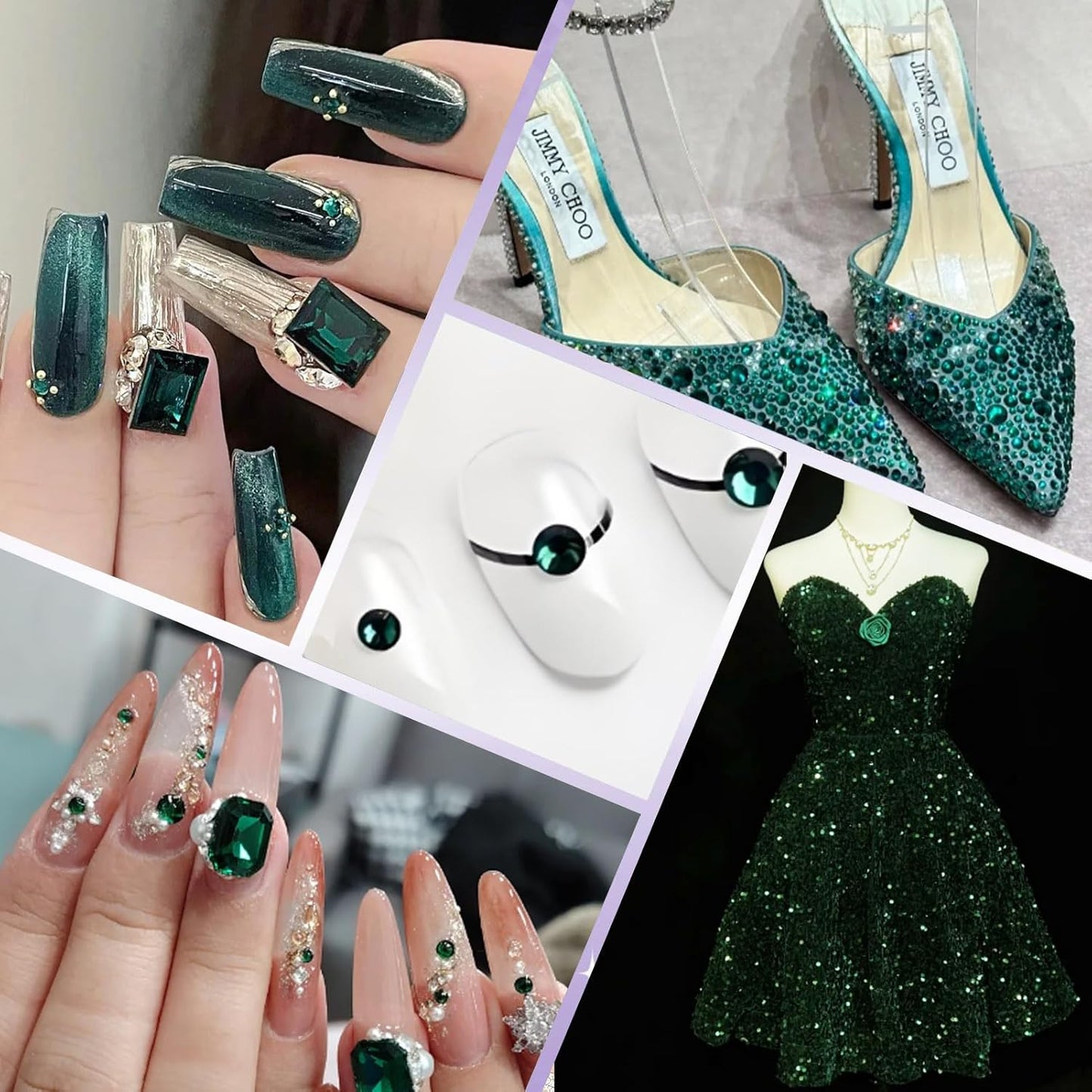 2000PCS SS20 Flatback Rhinestones | 12-Facet Diamond-Cut Glass Gems for Nail Art, Clothing, DIY Crafts |Glue-On Decoration Stones with Silver Backing(Emerald)-FemmiqueWomen