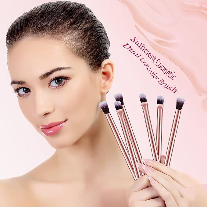 6 Pcs Eyeshadow Smudge Brush 2-in-1 Eyeshadow 2 Double Ended Make Up Brush Concealer Cosmetics Under Eye Small Soft Firm Pointed Foundation Makeup Applicator for Blending Eye Shadow Liner-FemmiqueWomen