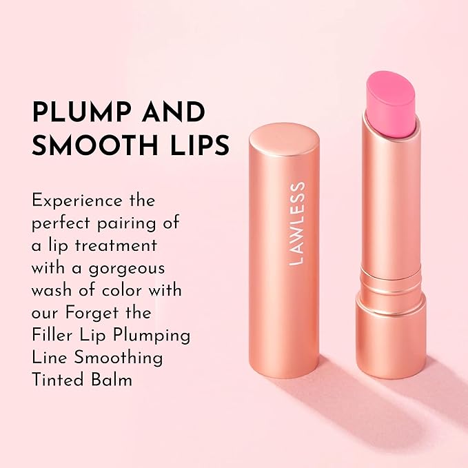 "LAWLESS Forget the Filler Lip Plumping Line-Smoothing Tinted Balm, Baby Doll, Pink, 0.09 Ounce"-FemmiqueWomen